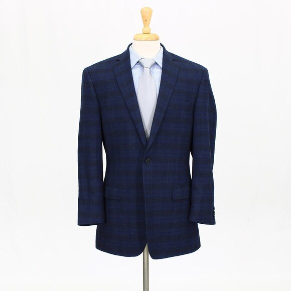 Calvin Klein 40L Navy Check 2-Button Sport Coat Blazer Jacket B420 - Picture 1 of 11